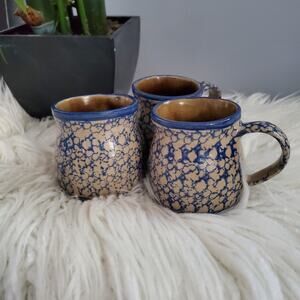 Beaumont Brothers BBP Spongeware Stoneware Glazed Mug Set